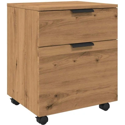 Image of vidaXL Mobile File Cabinet with Wheels Artisan Oak 45x38x54 cm Engineered Wood