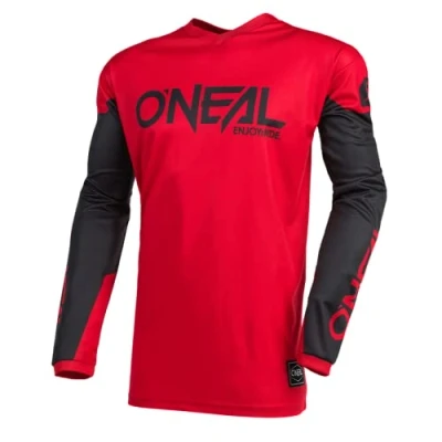 Image of O&#039;Neal Motorcycle Jersey Enduro Motocross Breathable Fabric, Padded Elbow Protection, fit for Maximum Freedom of Movement Element Threat Adult Black Red Size XXL