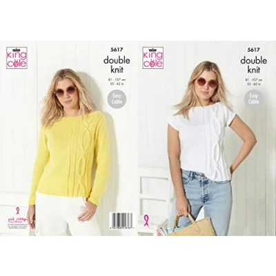 Image of King Cole 5617 Knitting Pattern Womens Sweater and Top in Paradise Beaches DK,Multicolor,32&quot; 42&quot; (81cm 107cm) Bust.