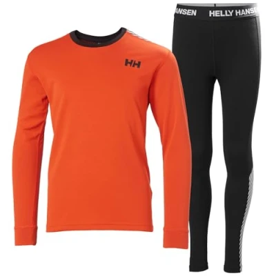 Image of Helly Hansen Unisex Kid&#039;s JR HH LIFA Active Set Base Layer Bottom, 147 Cherry Tomato, 16 Years