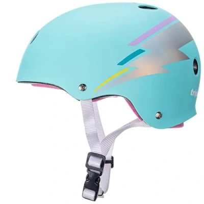 Image of Triple Eight 3652 Certified Sweatsaver Bike and Skateboarding Helmet, Teal Hologram, S/M