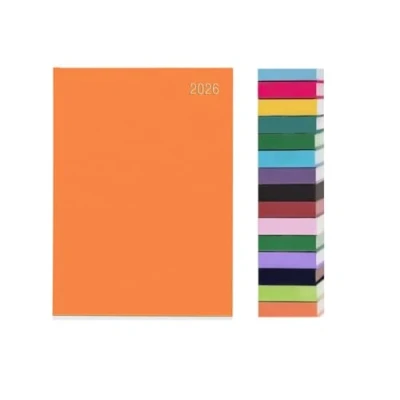 Image of Top Sale 2026 A5 Week To View Yearly Diary with Hard Cover and Matching Ribbon Marker Orange