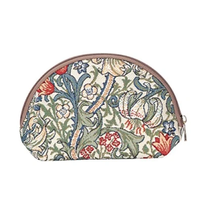 Image of Signare Tapestry Cosmetic Bag Makeup for Women with William Morris Design (Golden Lily, COSM GLILY)