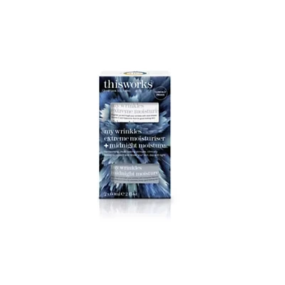Image of This Works My Wrinkles Moisturiser Duo Anti Aging Face Cream Set for Smooth Skin Includes Extreme Moisture with Hyaluronic Acid and Midnight Night Retinoid Complex