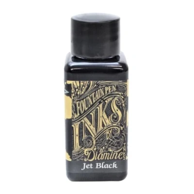 Image of Diamine 30ml Jet Black fountain pen ink bottle