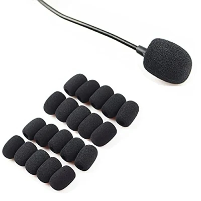 Image of SHULLIN Pack of 20 Microphone Wind Filter Foam Windshield Cover Mini Headset for Lapel Microphones and (Black)
