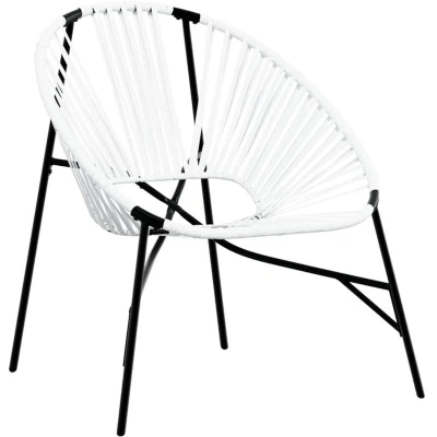 Image of vidaXL Garden Egg Chair Black and White Poly Rattan