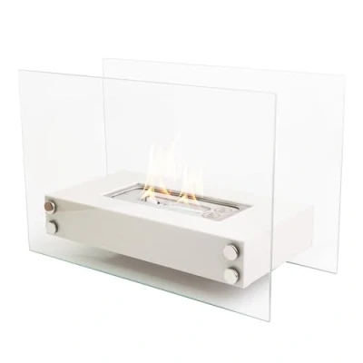 Image of Bio Ethanol Fireplace Indoor Outdoor Camping Glass Top Burner Fire Scala 2 (White)