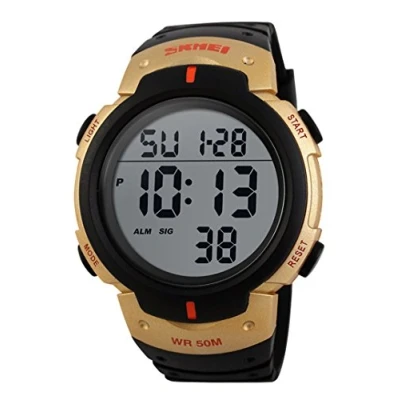 Image of CakCity Mens Digital Sport Watches for Men Wrist with Heart Rate, Pedometer, Steps Tracker, Gold,