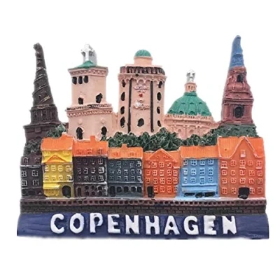 Image of Copenhagen Fridge Magnet World City Resin 3d Strong Souvenir Tourist Gift Chinese Hand Made Craft Creative Home and Kitchen Decoration Magnetic Sticker (Copenhagen)