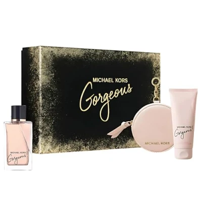 Image of Gorgeous by Michael Kors for Women 3 Pc Gift Set 3.4oz EDP Spray, Body Lotion, Round Purse