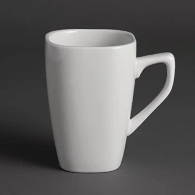 Image of Olympia Rounded Square Mugs 284Ml 10Oz Porcelain White Coffee Tea Cup 12pc