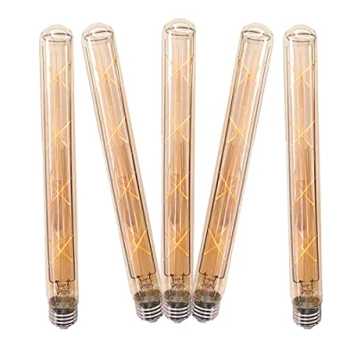 Image of OUKAIDE E27 T30 300 8WLED Edison Bulb Vintage Light Led Filament Bulb, Antique Style Retro Amber Glass Screw Lamp 680LM Non Dimmble Warm White 2700k(Pack of 5)