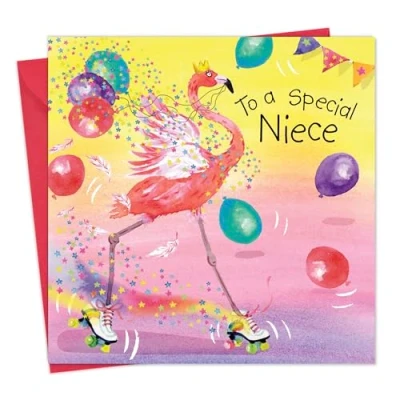 Image of Twizler Niece Happy Birthday Card Flamingo Girls Bday Animals