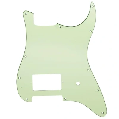 Image of Musiclily Pro 11 Holes ST Strat One Humbucker Guitar Pickguard Scratch Plate for USA/Mexico Fender Tom Delonge Stratocaster Electric Guitar, 3Ply Mint Green
