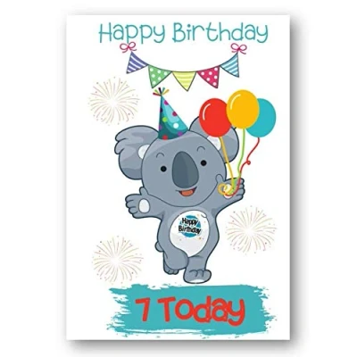 Image of Second Ave Age 7 Children&#039;s Kids Koala Bear 7th Birthday Card Greetings