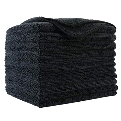Image of Polyte Premium Microfiber Cleaning Towel, 40 x cm, 12 Pack (Black)
