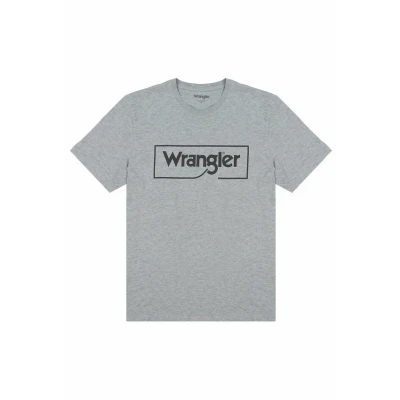Image of Wrangler Frame LOGO Print Tshirt, Men&#039;s, Size: Small, Mid grey melee