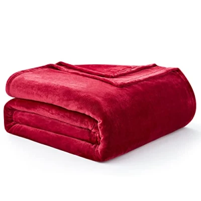 Image of EHEYCIGA Fleece Blanket Red Throws for Sofas Large Fluffy Warm Soft Bed Settees Armchairs, Fit All Season, Queen, 220x240cm