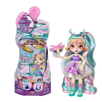 Image of Magic Mixies Pixlings Deluxe Pack Deerlee the Deer Pixling Now With Shimmer Reveal! Create And Mix A Potion That Magically Reveals Beautiful 6.5&quot; Doll