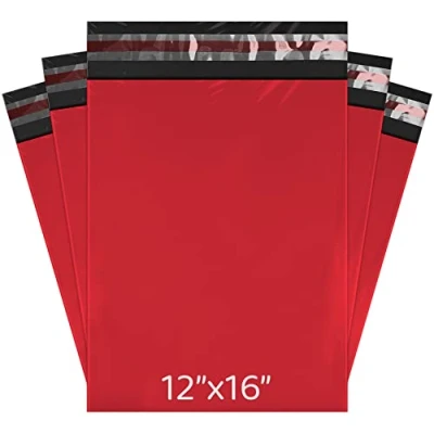 Image of Mailing Bags, YUNJU Shipping Poly Postal Self Seal Bags in Size12 x 16 Inch Size Small Postage Packaging 305mm to 407mm 100 Pack Red