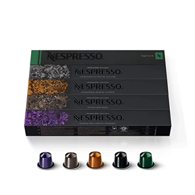 Image of Nespresso Original Coffee Pods, 50 Mixed Pack 10 Arpeggio, Ristretto, Capriccio, Roma, Livanto Capsules for Machines. Make Espressos, Cappuccino and Macchiato. Recyclable Pods