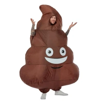 Image of Smiffys Inflatable Poop Costume, Brown All In One, Halloween Adult Fancy Dress, Comedy Dress Up Costumes