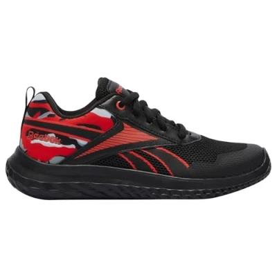 Image of Reebok RUSH Runner 5 Unisex Road running shoes for kids, Size: 1, Black/energy red/grey Textile/synthetics