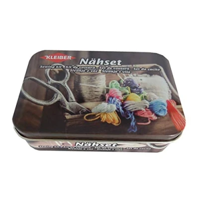 Image of Kleiber Sewing kit 70pc tin Scissor Print, Metal, 11 x 8 3 cm