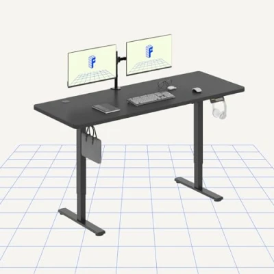 Image of FLEXISPOT Electric Standing Desk 160x60cm Sit Stand Table Height Adjustable with Hook for Home Office, Black