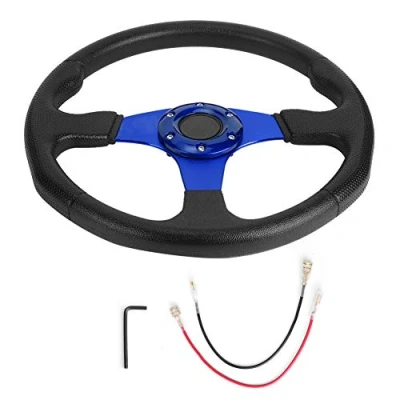 Image of Volant 350Mm Drifting Steering Wheel Sport 14In 350Mm/14In Racing Car Deep Dish 6 Bolts Universal Modified Accessory (Blue)