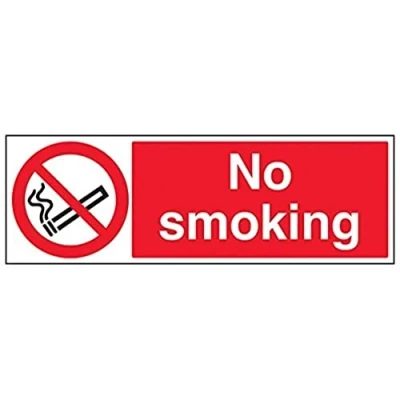 Image of V Safety No Smoking Prohibition Sign 600mm x 200mm Self Adhesive Vinyl