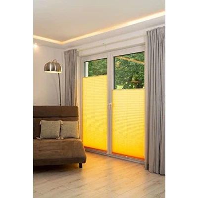 Image of Khome Klemmfix Pleated Blind, Polyester, Yellow, B45 x H130 cm