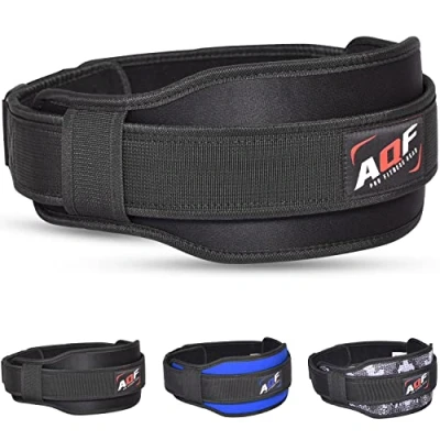 Image of AQF Weight Lifting Belt Back Support Contoured 5.5 Inch Neoprene &amp; Core Lumbar for Bodybuilding, Powerlifting, Squats, Deadlifts, Strength Training Exercise (Black, XS)