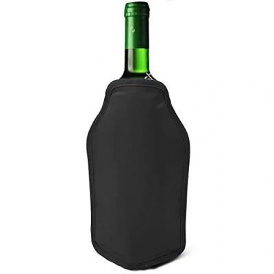 Image of Joeji&#039;s Kitchen Wine Bottle Cooler Freezer Sleeves Black &amp; Navy Blue Perfect for Chilling Prosecco Champagne Bottles Ideal Dinner Parties Picnics Festivals (Black v2)