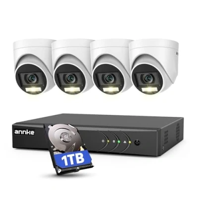Image of ANNKE Home Wired Camera Security System with Audio, 8CH 3K Lite H.265+ AI DVR 1 TB Hard Drive and 4 X 1080P IP67 Weatherproof Cameras Dual Light, Human/Vehicle Detection, Color Night Vision