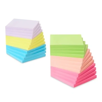 Image of Amazon Basics Square Sticky Plus Notes, Self Stick Pads, 24 Pack, 7.6 x cm, Assorted