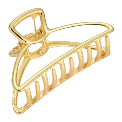 Image of Ladies Hair Claw Clip Metal Jaw Clamp Thick Updo Tools Triangle Gold