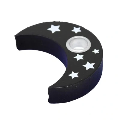 Image of Spell Candle Holder Witch Magic Pagan Ritual Whichcraft Black and White Moon Design (Black)