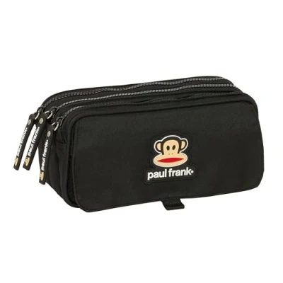 Image of Safta Large Triple Paul Frank Join The Fun Pencil Case One Size, Black, Estándar, Casual, Casual