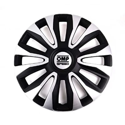 Image of OMP SPEED SET 4 HUBCAPS MAGNUM BLACK/SILVER 14 INCHES