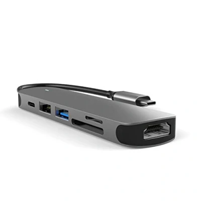 Image of MMOBIEL USB C Adapter Hub 6 in 1 to HDMI 4K, A 3.0, 2.0 and SD/TF Card Reader Docking Station Data compatible with MacBook, iPad Air/Pro, Dell, HP, Samsung Aluminum