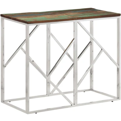 Image of vidaXL Console Table Silver Stainless Steel and Solid Wood Reclaimed