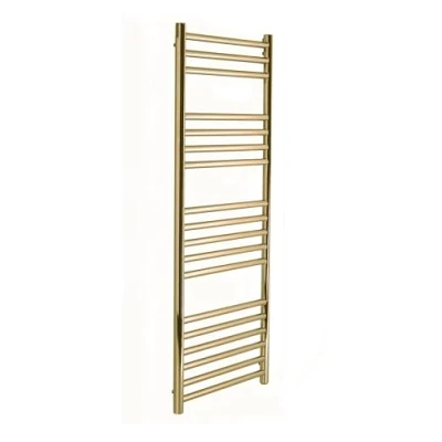 Image of Manissa Boston Brushed Brass Heated Towel Rail 500mm W x 1000mm H Stainlesss Steel Central Heating Bathroom Radiator