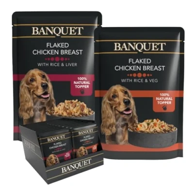 Image of HiLife Banquet Wet Dog Food Flaked Chicken Breast, Rice, Liver, Veg 100% Natural Ingredients, 100 g (Pack of 30)