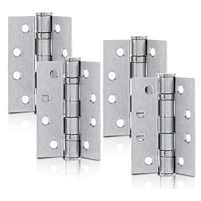 Image of XFORT 4 Inch (100mm) Satin Chrome Ball Bearing Hinges, Steel Door Hinge for Wooden Doors (2 Pairs)