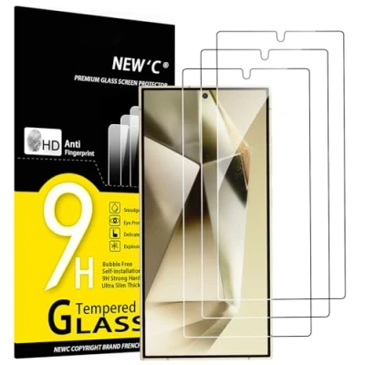 Image of NEW&#039;C 3 Pack Designed for Samsung Galaxy S25 Ultra Screen Protector Tempered Glass, Bubble Free, Resistant