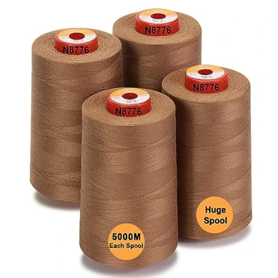 Image of New brothread 28 Options 4 Large Cones of 5000M Each All Purpose Polyester Sewing Thread 40S/2 (Tex27) for Sewing, Quilting, Piecing, Serger and Overlock Suede