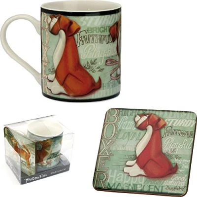 Image of Boxer 8301 Mug &amp; Coaster Set My Pedigree Pals By Arora Design