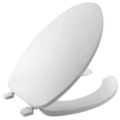 Image of Bemis 175000 Economy Plastic Open Front with Cover Elongated Toilet Seat, White